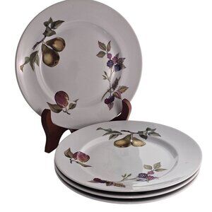 4 Royal Worcester Evesham Dessert Salad Plates 8" fruits & vegetables vtg flaw
